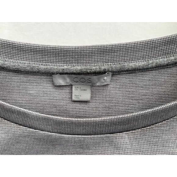 COS Sweatshirt with Shirt Hem Size Small Oversized Colorblock Top Gray White EUC - Picture 4 of 10